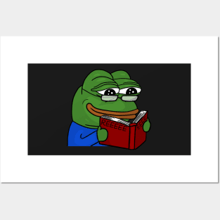 Pepe REEEEEE-ading a book Posters and Art